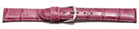 Uhrenarmband - echt Leder - Kroko Prägung - himbeerfarben - 12mm Stahl