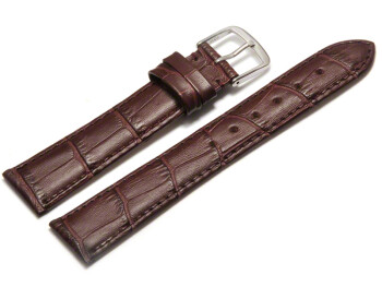 Uhrenarmband - echt Leder - Kroko Prägung - bordeaux - 12mm Gold