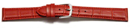 Uhrenarmband - echt Leder - Kroko Prägung - rot - 22mm Gold