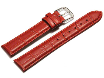 Uhrenarmband - echt Leder - Kroko Prägung - rot - 22mm Gold