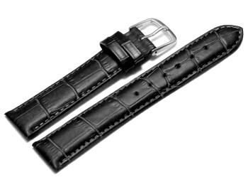 Uhrenarmband - echt Leder - Kroko Prägung - schwarz 12mm Gold
