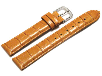 Uhrenarmband - echt Leder - Kroko Prägung - orange 18mm Stahl