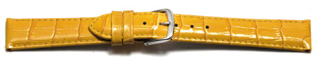 Uhrenarmband - echt Leder - Kroko Prägung - gelb 16mm Stahl