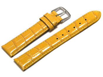 Uhrenarmband - echt Leder - Kroko Prägung - gelb 18mm Gold