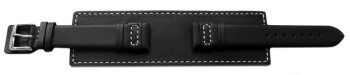 Uhrenarmband Leder schwarz Unterlage weiße Naht...