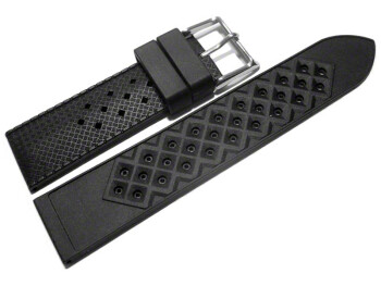 Uhrenarmband Silikon Carbon schwarz 18mm 20mm 22mm 24mm
