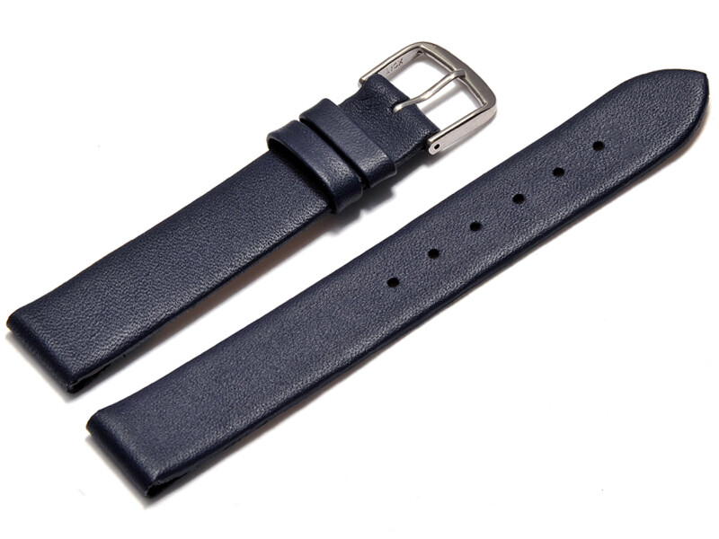 Uhrenarmband - echt Leder - feste Clip dunkelblau Stege mit - für