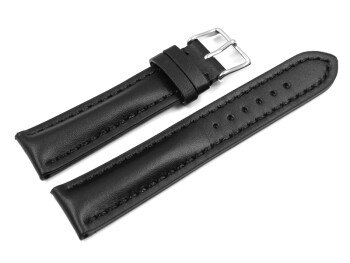 Uhrenarmband - Leder - stark gepolstert - glatt schwarz - TiT 18mm Stahl