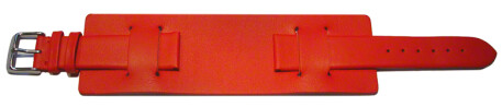 Uhrenarmband - Leder - Business - mit Unterlage - rot 22mm Stahl