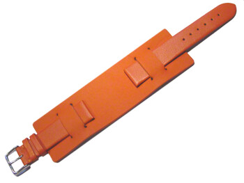 Uhrenarmband - Leder - Business - mit Unterlage - orange 10mm Gold