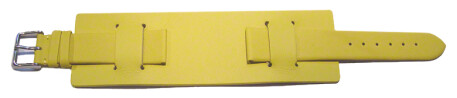 Uhrenarmband - Leder - Business - mit Unterlage - gelb 18mm Stahl