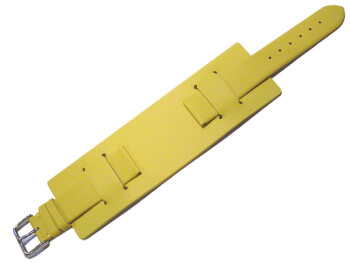 Uhrenarmband - Leder - Business - mit Unterlage - gelb 18mm Stahl