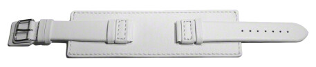 Uhrenarmband Leder Voll-Unterlage weiß 18mm Stahl
