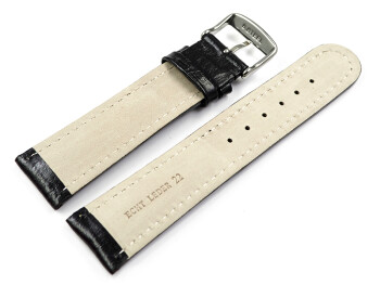 Uhrenband - Leder - gepolstert - Bark - schwarz TiT 18mm Stahl