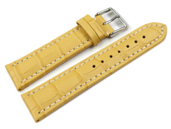 Uhrenarmband - gepolstert - Kroko Prägung - Leder - gelb 24mm Gold