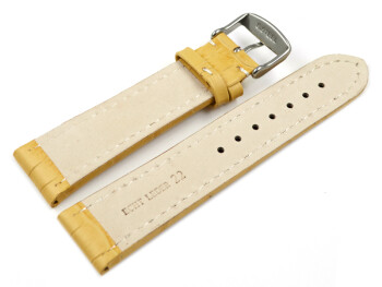 Uhrenarmband - gepolstert - Kroko Prägung - Leder - gelb 24mm Gold