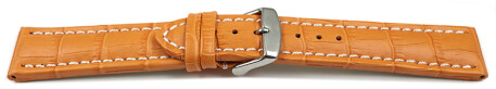 Uhrenarmband - gepolstert - Kroko Prägung - Leder - orange 22mm Gold