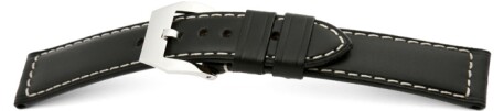 Uhrenarmband - Breitdorn - echt Juchten - Rind - Glatt - schwarz 24/24mm