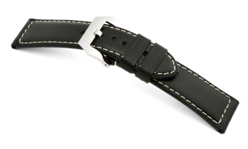 Uhrenarmband - Breitdorn - echt Juchten - Rind - Glatt - schwarz 24/24mm