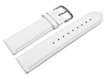 Uhrenarmband weiß glattes Leder leicht gepolstert 20mm Stahl