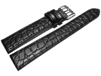 Uhrenarmband Leder schwarz 22mm Stahl Safari