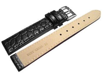 Uhrenarmband Leder schwarz 22mm Stahl Safari