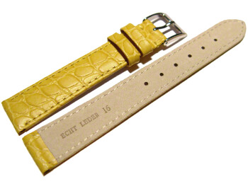 Uhrenarmband Leder gelb 16mm Gold Safari
