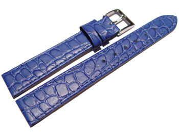 Uhrenarmband Leder blau 16mm Gold Safari