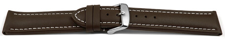 XL Uhrenarmband Leder Glatt dunkelbraun 28mm Stahl