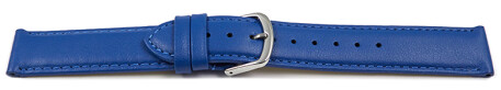 Uhrenarmband blau glattes Leder leicht gepolstert 8mm Gold