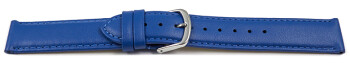 Uhrenarmband blau glattes Leder leicht gepolstert 20mm Gold