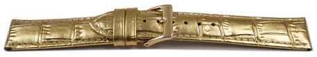 Uhrenarmband gepolstert Kroko Prägung Gold 14mm Stahl