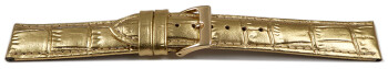 Uhrenarmband gepolstert Kroko Prägung Gold 14mm Stahl