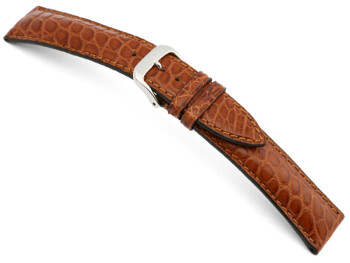 Uhrenarmband - echt Alligator - art manuel - cognac 18mm Stahl