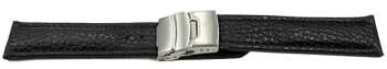 Faltschließe - Uhrenband - Leder - genarbt - schwarz TiT 22mm Gold