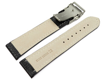 Faltschließe - Uhrenband - Leder - genarbt - schwarz w. Naht 20mm Gold
