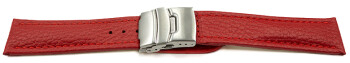 Faltschließe - Uhrenband - Leder - genarbt - rot TiT 18mm Gold
