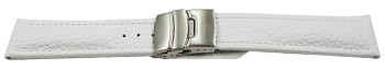 Faltschließe - Uhrenband - Leder - genarbt - weiß 22mm Stahl