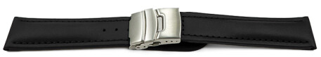 Faltschließe - Uhrenband - Leder - Glatt - schwarz 24mm Gold