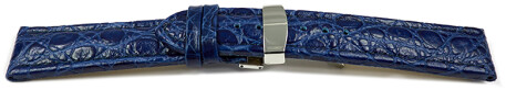Kippfaltschließe - Uhrenarmband - Leder - African - blau 22mm Gold