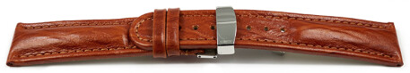 Kippfaltschließe - Uhrenarmband - Leder - Bark - braun 18mm Stahl