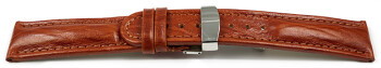 Kippfaltschließe - Uhrenarmband - Leder - Bark - braun 22mm Stahl