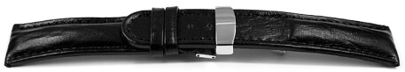 Kippfaltschließe - Uhrenarmband - Leder - Bark - schwarz 18mm Stahl