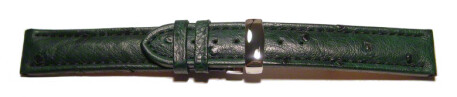 Kippfaltschließe - Uhrenarmband - echt Strauß - dunkelgrün 18mm Gold