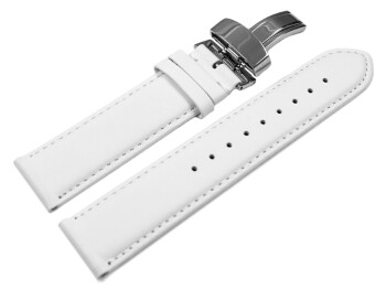 Kippfaltschließe - Uhrenarmband - ohne Polster - Glatt - weiß 24mm Stahl