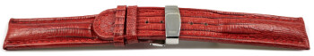 Kippfaltschließe - Leder - Uhrenarmband - Teju look - rot 18mm Stahl