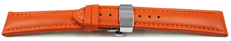 Uhrenarmband mit Butterfly Leder glatt orange 18mm Stahl