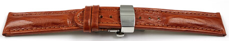 Uhrenband mit Butterfly gepolstert Bark braun 24mm Stahl
