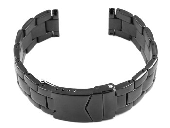 Edelstahl Metall Uhrenarmband massiv schwarz - poliert 24mm