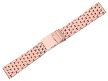 Edelstahl Metallarmband massiv 7 Glieder Rosé-vergoldet - 18mm